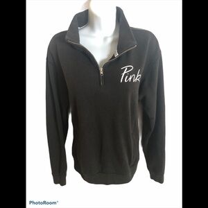 PINK Victoria’s Secret Black 1/4 Zip Sweatshirt XS Lounge Cozy Comfort